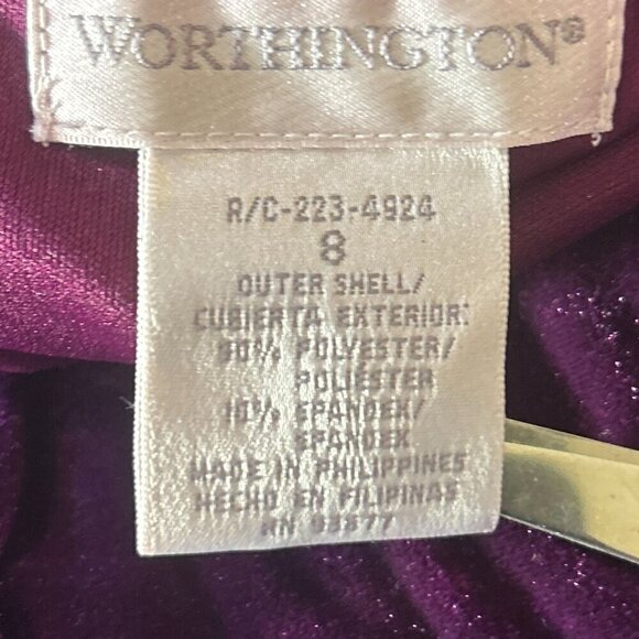 Worthington SZ 8 NWT Purple Velvet Bodycon Dress 80"s Party Chic Sexy Vintage - Picture 7 of 10